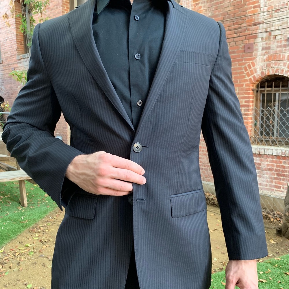 Calvin Klein Navy Pinstripe Blazer